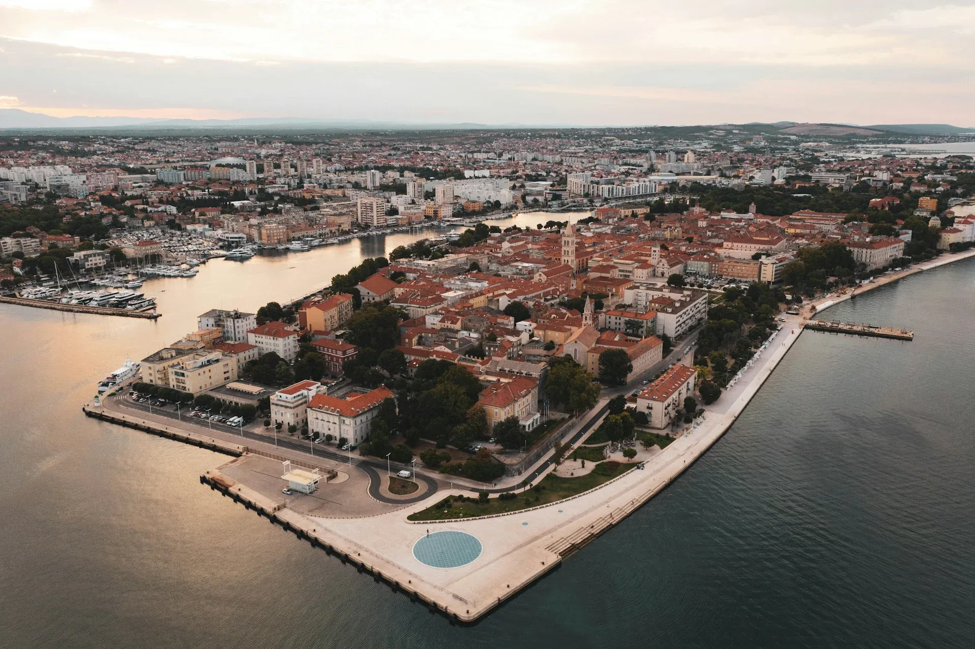 Zadar, Croatia - coastal view with historic old town and sea organ